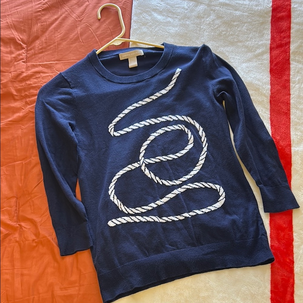 Navy Blue Banana Republic Shirt with Rope Design